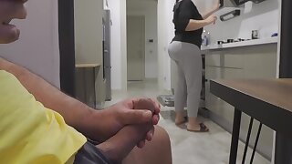 Jerking While Recognizing My Stepmom In The Kitchen